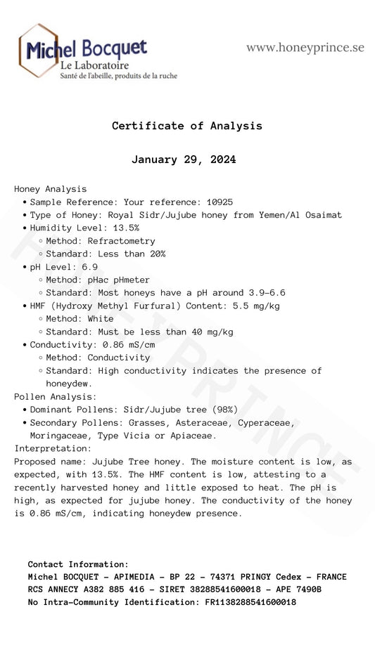 Yemeni Sidr Honning 'Maliki Osaimi' - Sunnahfoods.dk