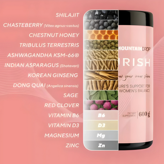 Flourish – Shilajit Komplex + Kvindelig Hormonel Velvære