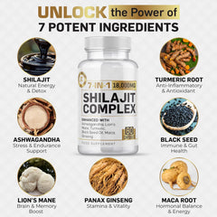 Shilajit 7-i-1 Blend Kapsler - Højeste Kvalitet
