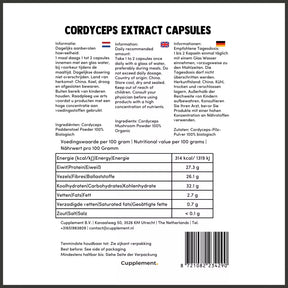 Økologiske Cordyceps-ekstraktkapsler - 60 kapsler - Sunnahfoods.dk